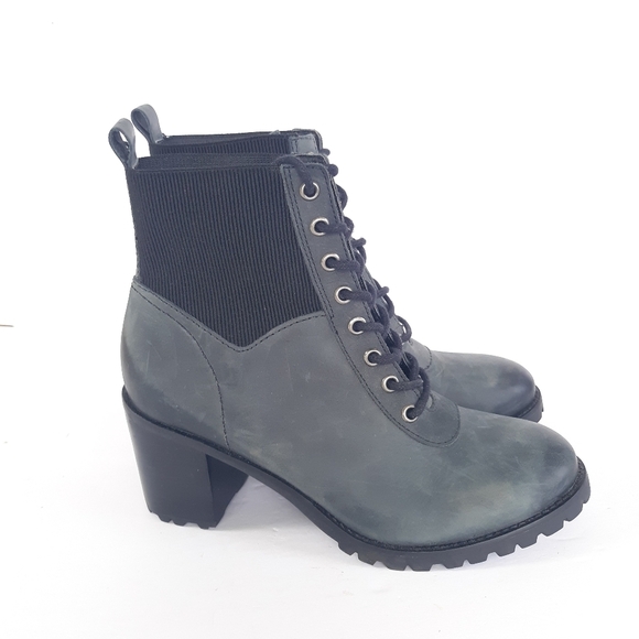 Matisse Leather Lace Up Ankle Boots Moss - Picture 2 of 8